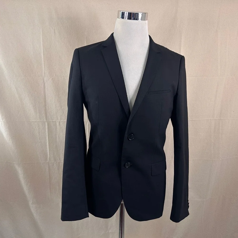 Hugo Boss 38R Arti Heilon Sport Coat Wool Blend Black Two Button Double Vented